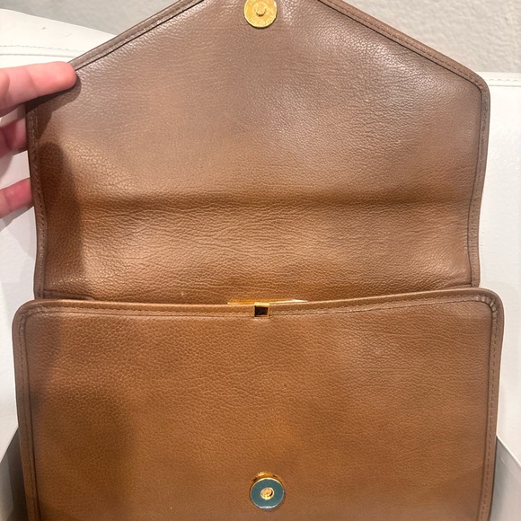 Yves Saint Laurent Vintage Brown Large Leather Envelope Clutch FULL INCLUSION - Picture 9 of 16